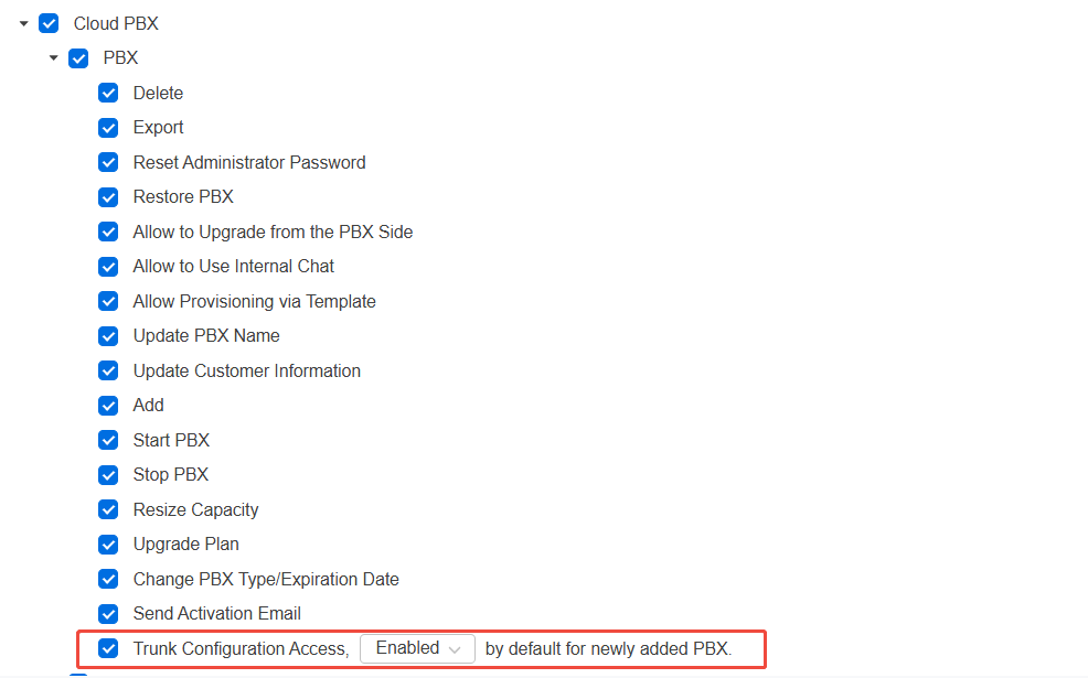 Trunk Configuration Access