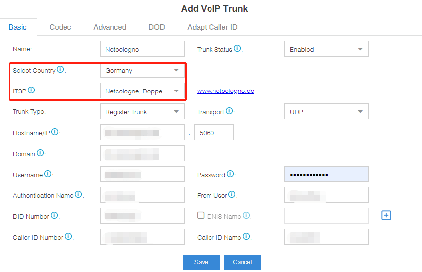 Add Trunk-Yeastar Cloud PBX with Netcolonge