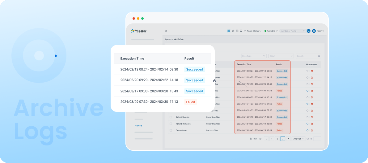 Remote Archiving-Archive Logs Interface