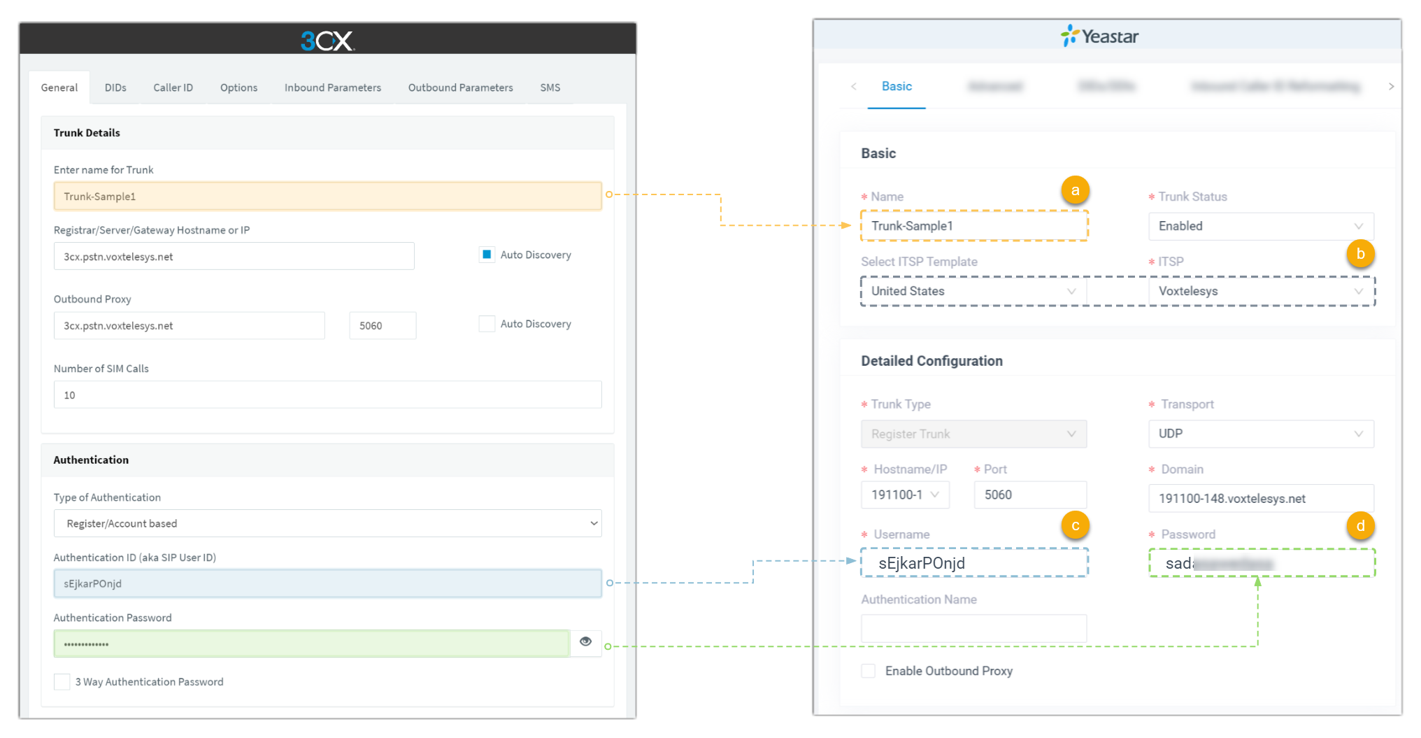 Copy 3CX SIP Trunk Configurations To Yeastar